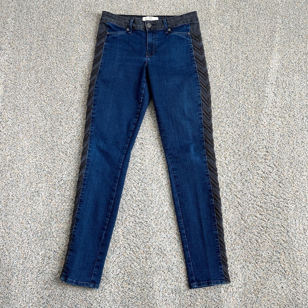 CJ by Cookie Johnson Peace Skinny Jeans Women's 28 Low Rise Side Stripe Stretch